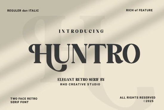 Huntro - Elegant Retro Serif Font